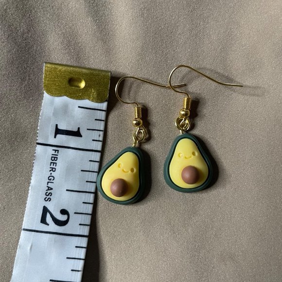 Avocado Smiley Clay Funny Cute Drop Dangle Earrings NEW - Picture 5 of 5